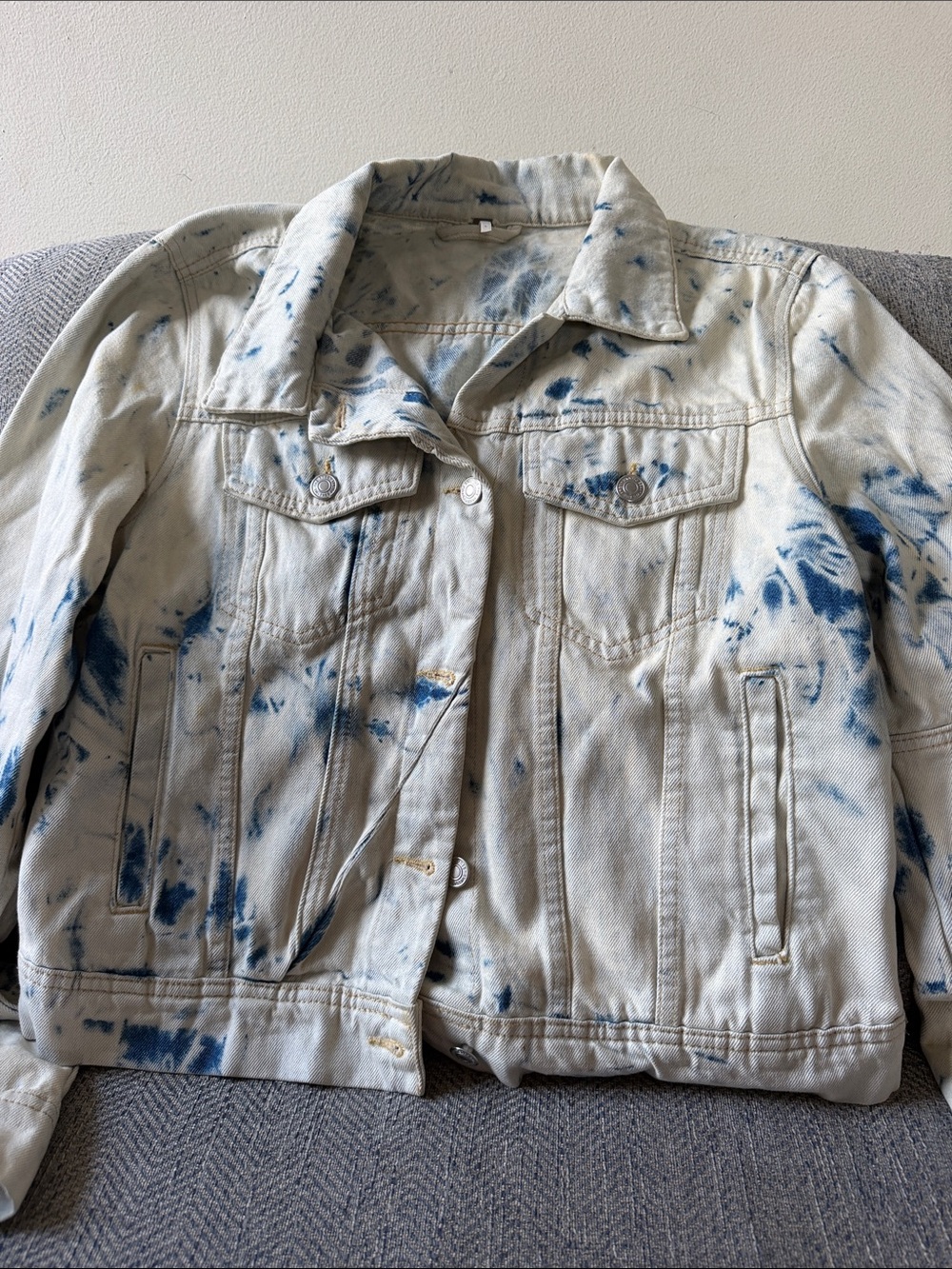 Free People Tie Dye Denim Jacket Size: Large - Picture 3 of 13